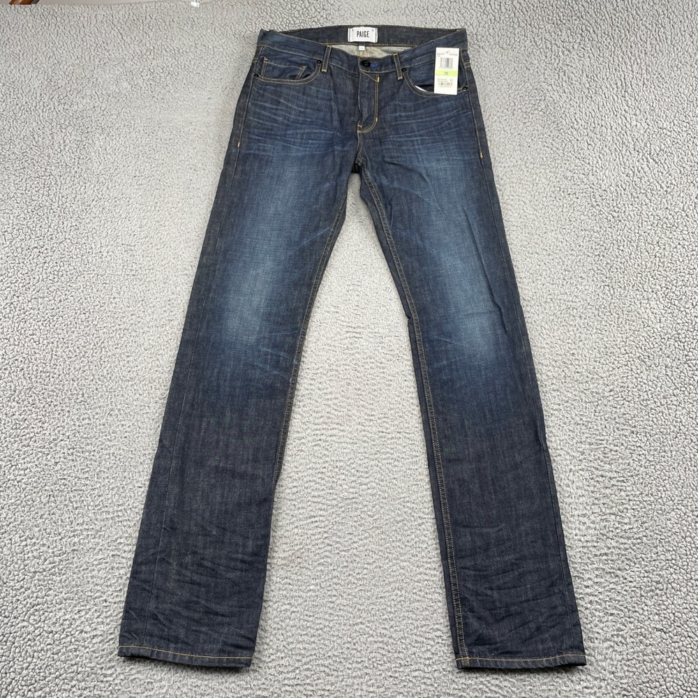 PAIGE Jeans Mens 30 Blue Normandie Straight Leg Fathom Wash 100% Cotton Denim
